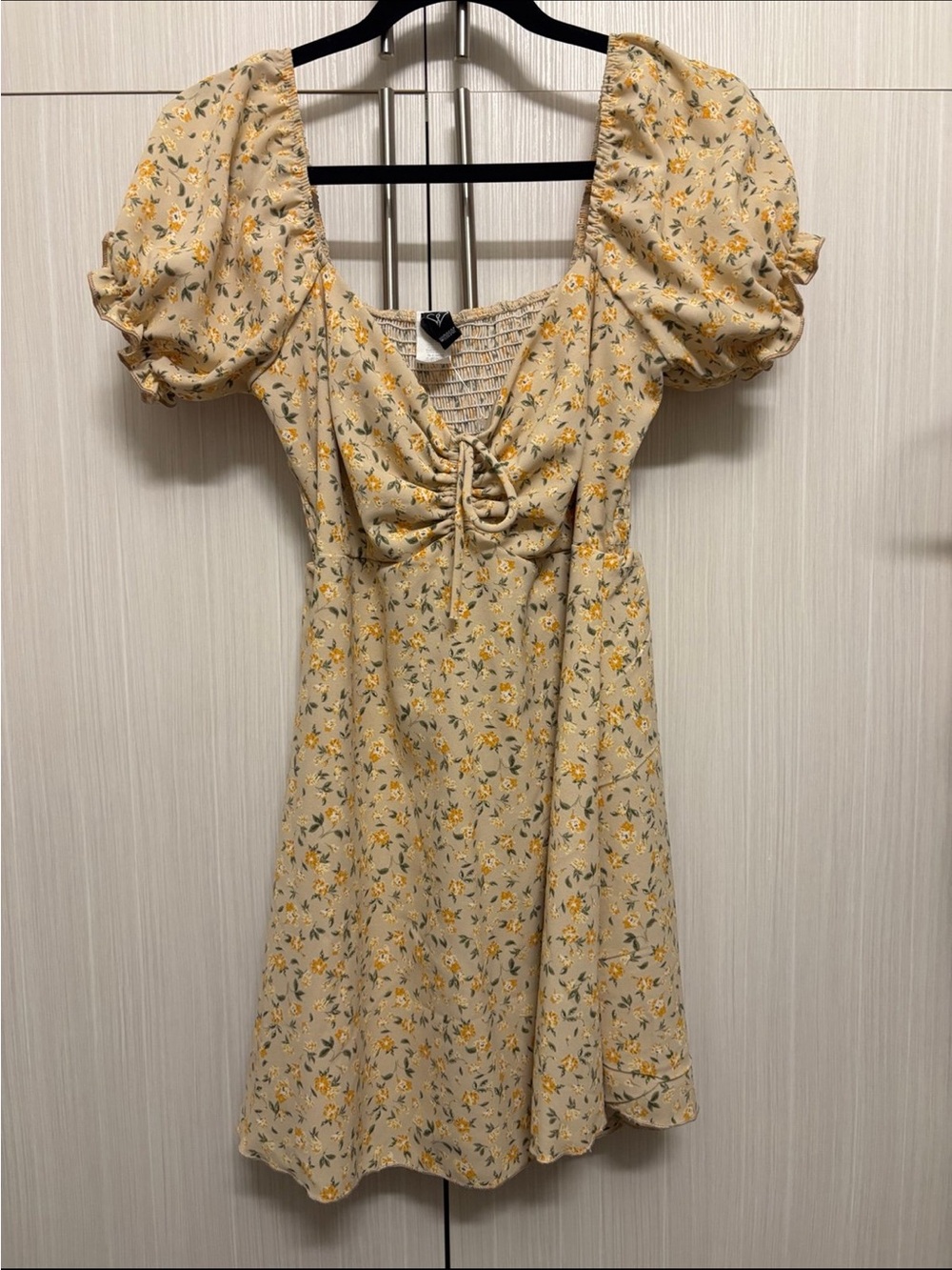 Windsor Cute View Ditsy Floral Chiffon Puff Sleeve Skater Mini Dress